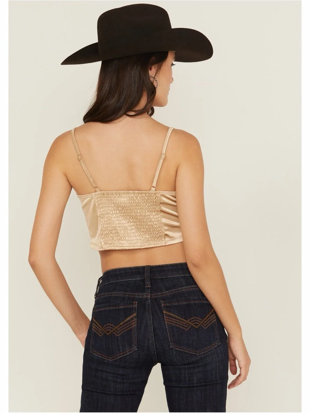 Satin Bustier Crop Top in Champagne FREE PEOPLE